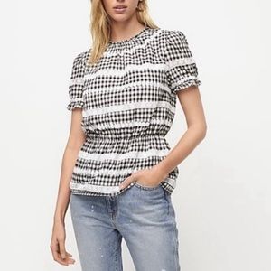 J. Crew Daisy Chain Crochet Gingham Peplum Blouse NWOT